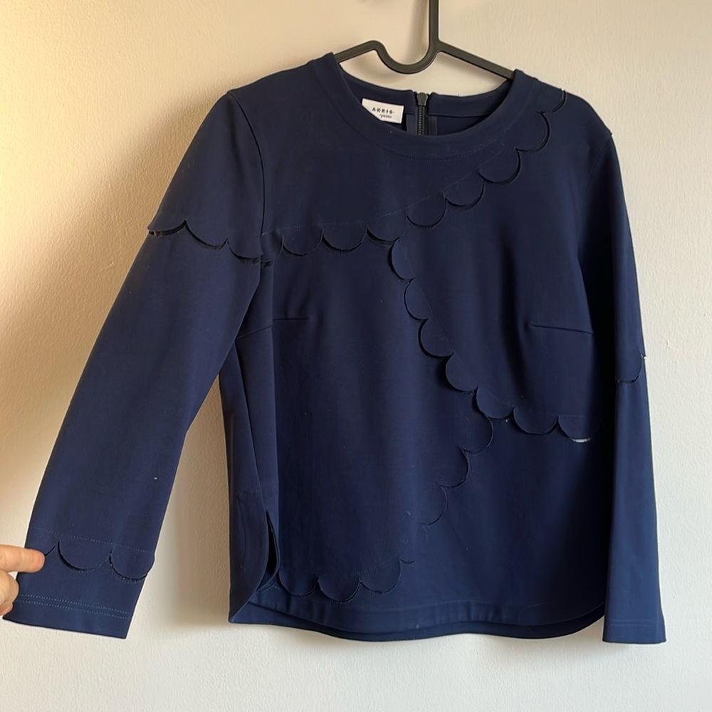 Akris Navy Blue Long Sleeve Top